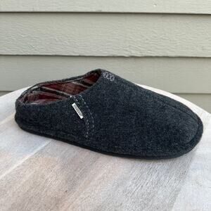 Staheekum Mens Size 10 Charcoal Wool Slippers Plaid Lined Indoor Outdoor New
